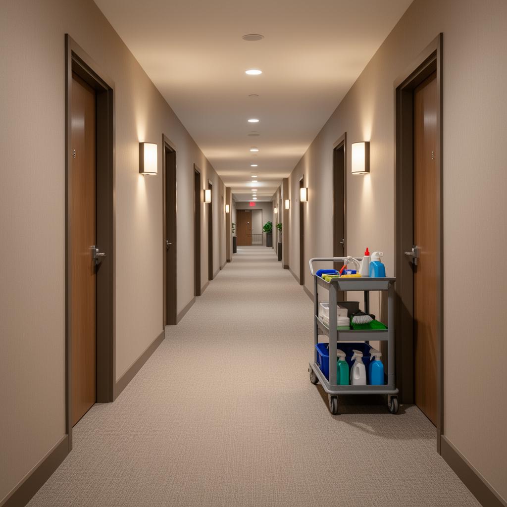 LumiView property management cleaning crew at an apartment building