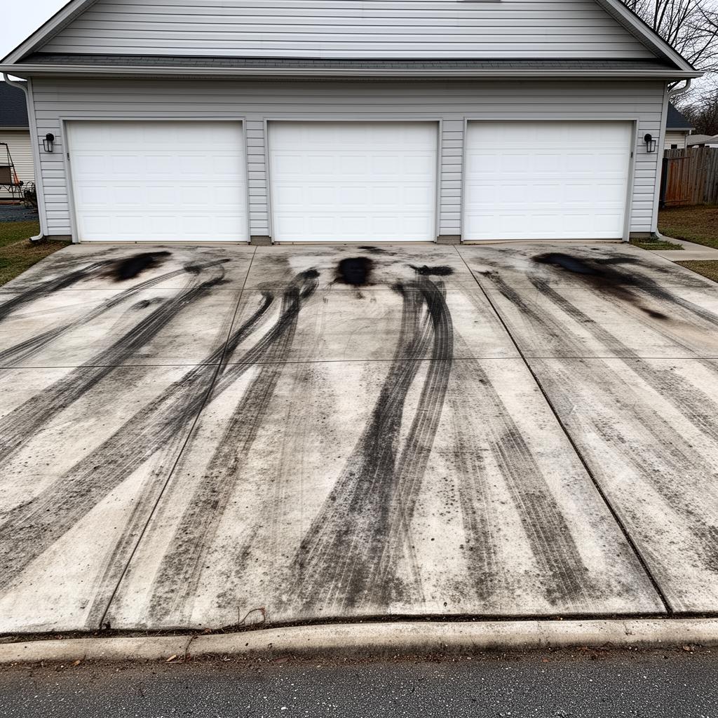 Driveway pressure washing before — Avon Lake
