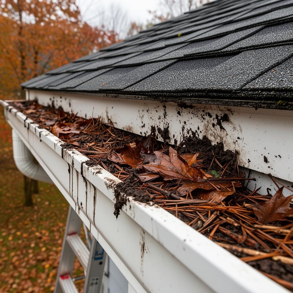 Gutter cleaning before — North Olmsted